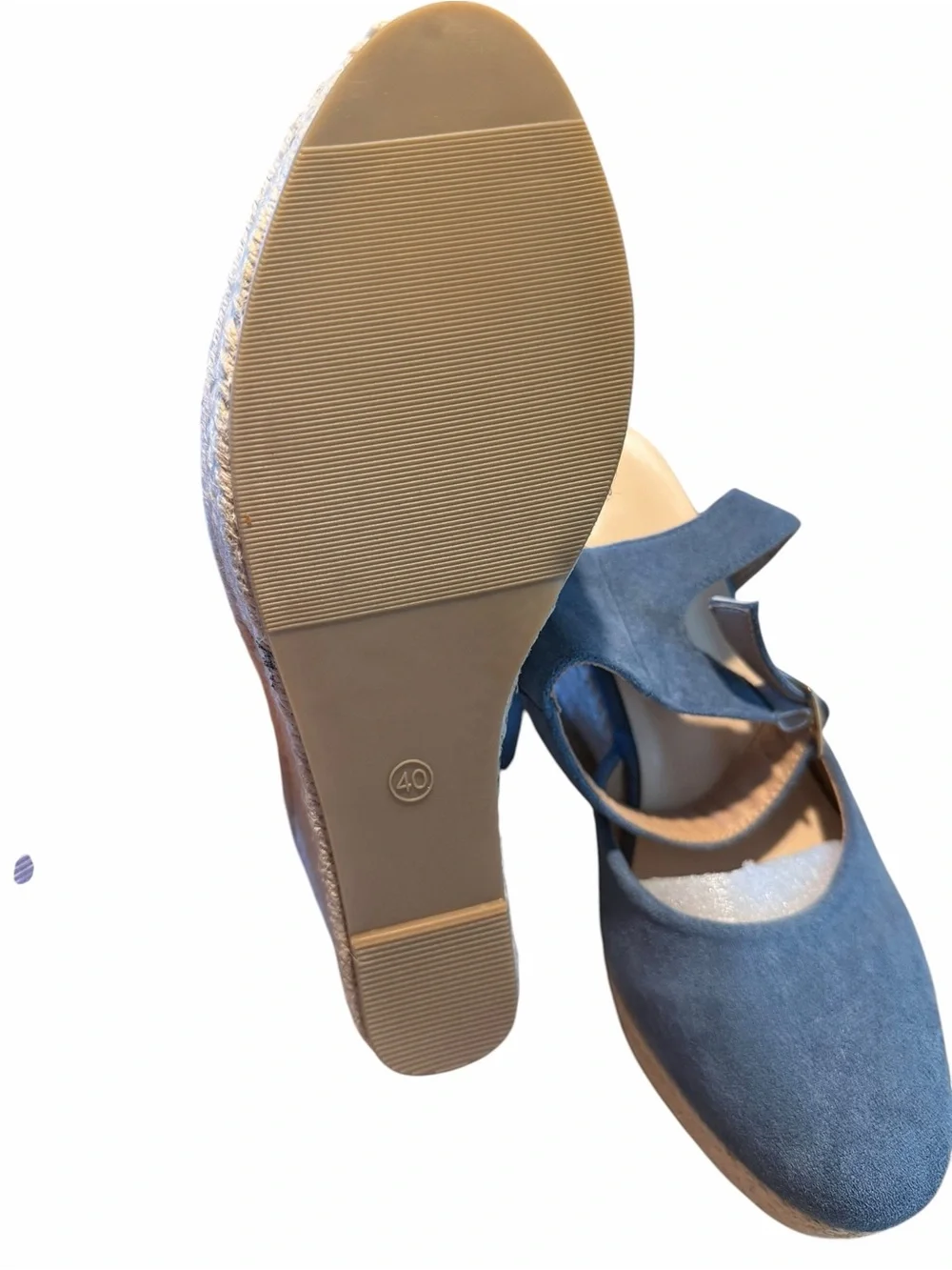 Women’s Blue Espadrille Wedge Sandals with Ankle Strap